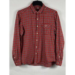 GU by Uniqlo Plaid Flannel Button Down Long Sleeve Pocket Shirt Red Medium F166